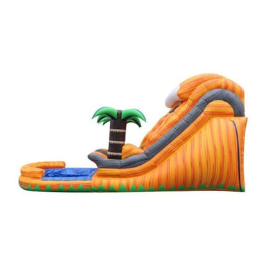Bouncing Angels Tropical Tsunami Inflatable Water Slide - 14 FT in Orange Left