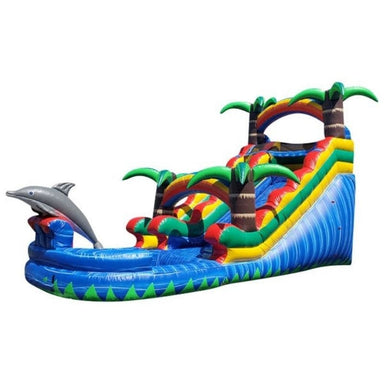 Bouncing Angels Fiesta Dolphin Tropical Inflatable Water Slide - 15 FT Left