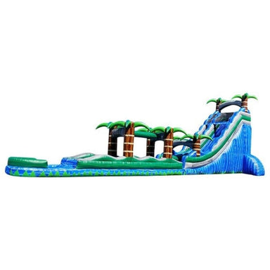 Bouncing Angels 22ft Tropical Oasis Water Slide in Blue and Green Left