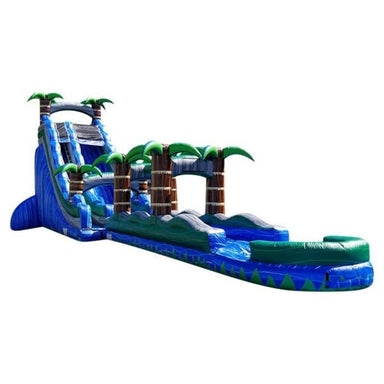 Bouncing Angels 22ft Tropical Oasis Water Slide in Blue and Green Front Right