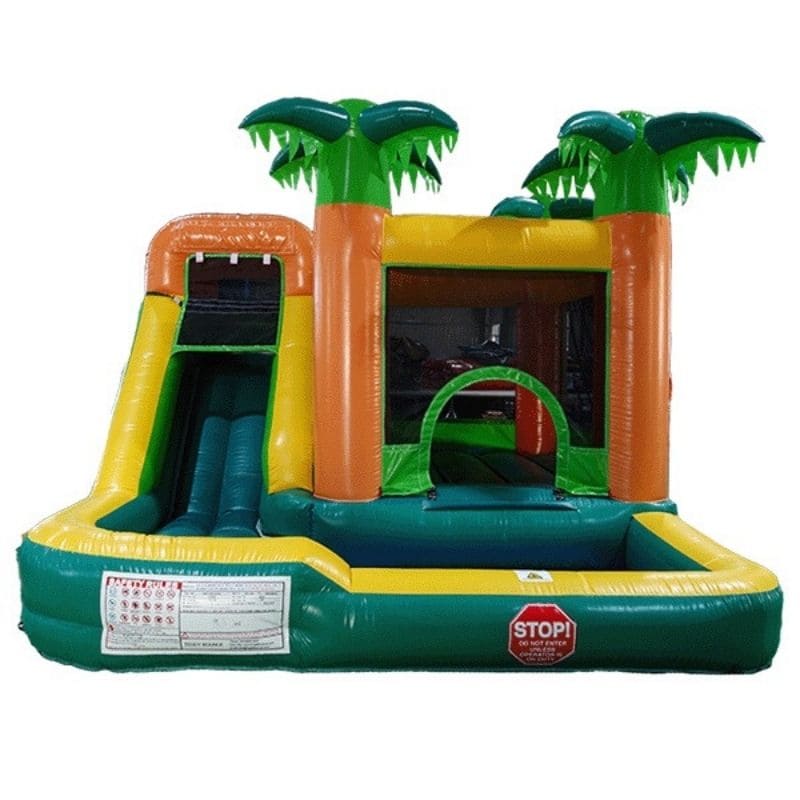 Eagle Bounce Start er Combo Package – Classic Combo + 13' Water Slide Palm Tree Combo Front View
