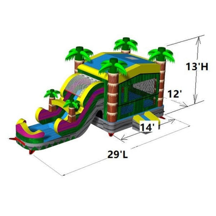 Paradise Combo Bounce House Wet and Dry dimensions chart