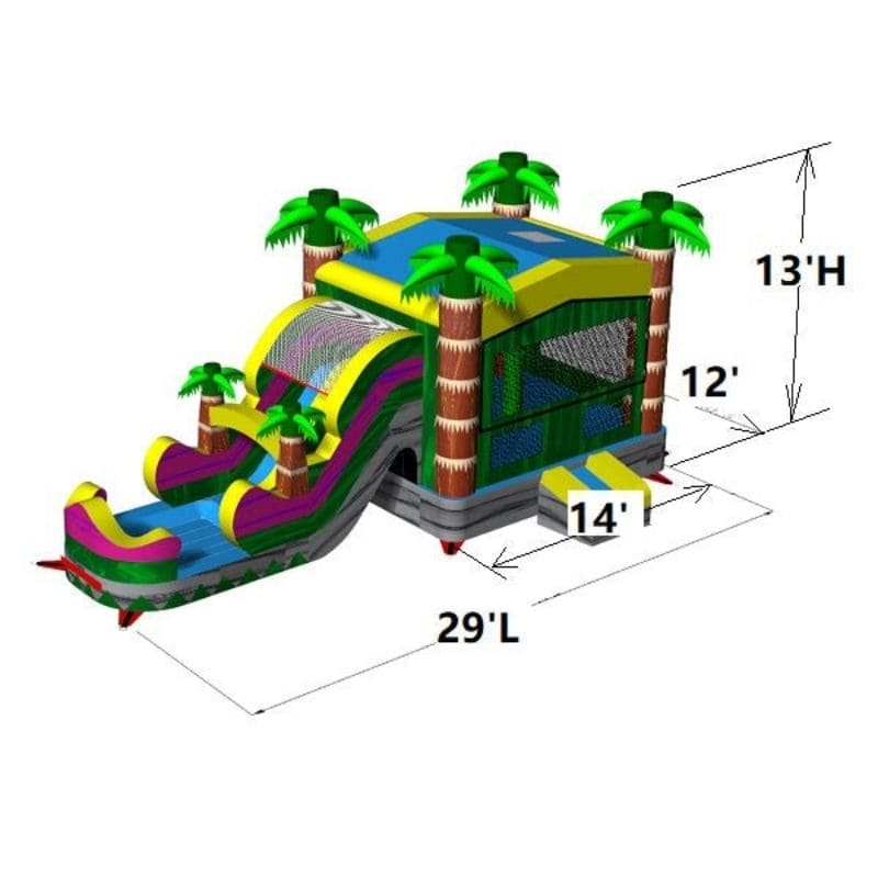 Eagle Bounce Paradise Combo Wet n Dry with Slide Dimensions Render
