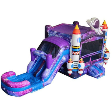 Dual Lane Space Combo Bounce House Wet and Dry Front Right View
