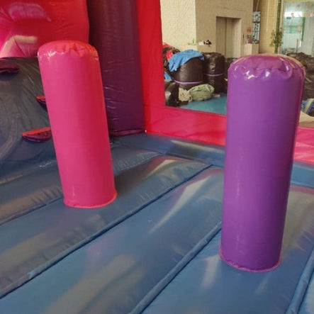 Inside view of Pink Castle Combo Bounce House with pop-ups