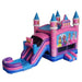 Front Right View of CB-2105 Eagle Bounce Wet and Dry Princess Bounce House Combo with 2 Lanes