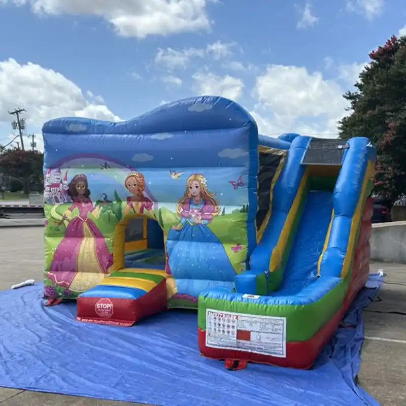 Front Left View of Princess Combo Bounce House with Removable Pool by Eagle Bounce
