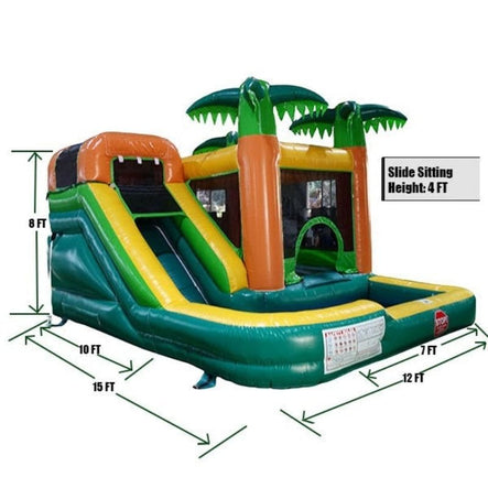 15 FT Palm Tree Bounce House Dimensions and Layout