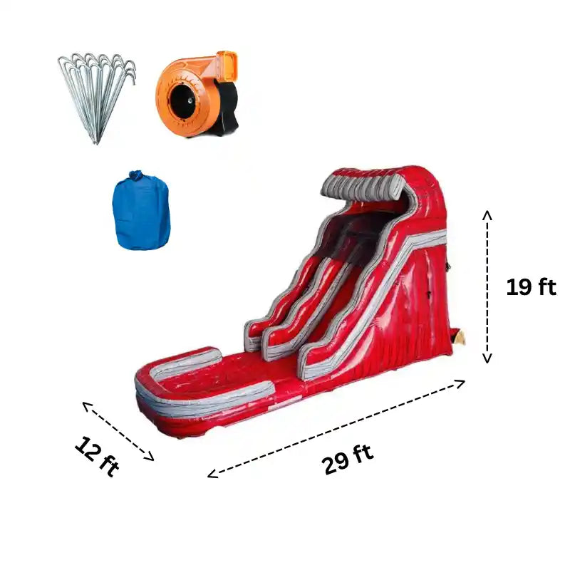 Dimensions and Accessories of Eagle Bounce 19 FT Big Red Lava Water Slide