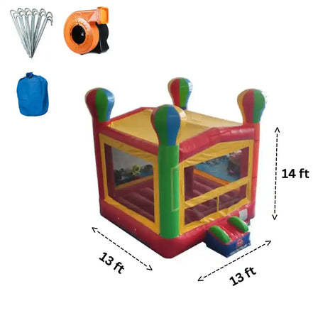 Balloon Bounce House dimensions diagram 13x13 footprint and 14 ft height