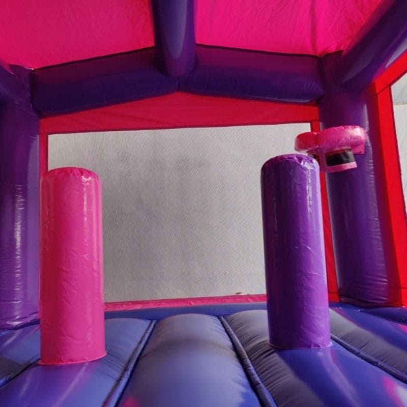 Eagle Bounce 13x13 Pink Castle Bounce House Inside Obstacles View