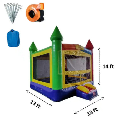 Dimensions and Accessories of the Commercial Grade Rainbow Themed Bounce House
