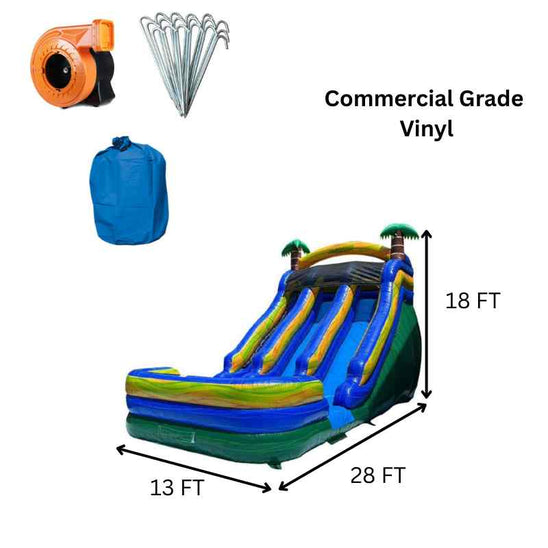 Specs  of the 18 FT Green Dual Lane Water Slide