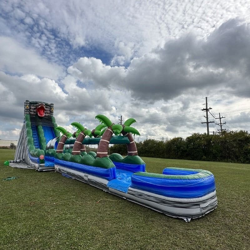 Eagle Bounce 24 FT Jurassic Dinosaur Water Slide with Slip and Slide Front Right View Outside