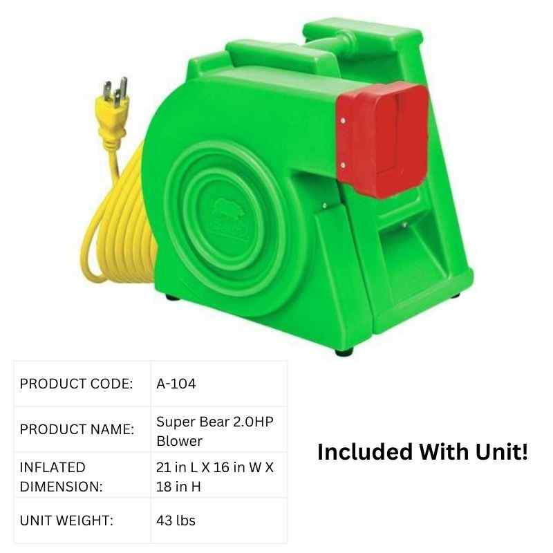 Eagle Bounce 45 FT Rainbow Dual Lane Obstacle Course with Pool 2.0 Horsepower Commercial Blower Included with Unit