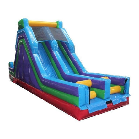 45 FT Rainbow Inflatable Obstacle Course with Pool Slide Piece Front Right View