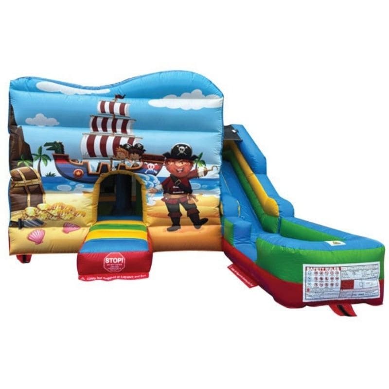 Eagle Bounce Front View of Pirate Combo Bounce House with Pool and Slide