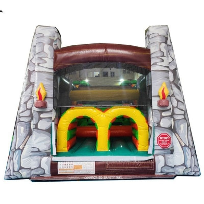 Eagle Bounce Jurassic Obstacle Course Entrance Front Dual Tunnel View