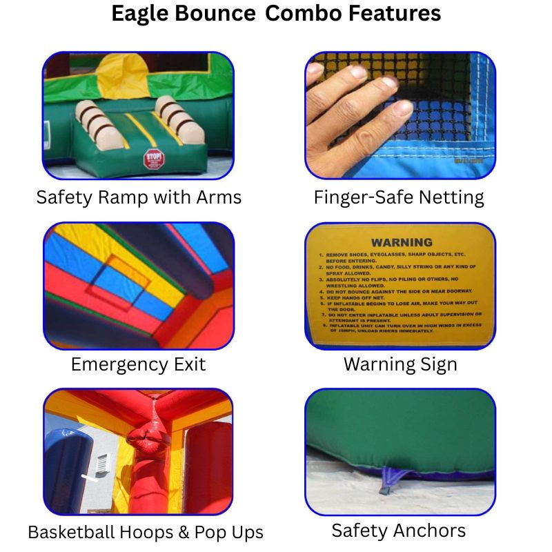 Eagle Bounce Pirate Combo Bounce House with Pool and Slide Safety Features