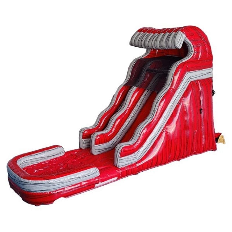 Front Left View of Eagle Bounce 19 FT Volcano Red Water Slide Wet and Dry