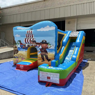 Front Left View of 5 in 1 Pirate Themed Bounce House Combo