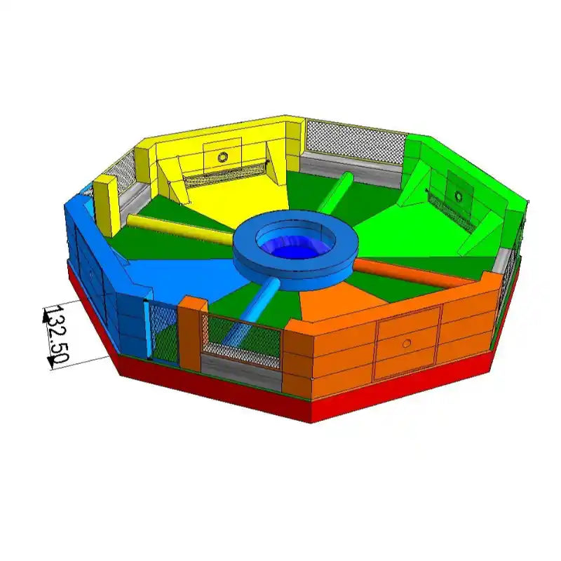 Eagle Bounce 4-Player Inflatable Hippo Game Render View on White Background