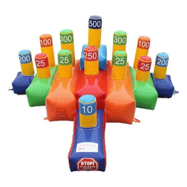 Front View of Eagle Bounce Inflatable Hula Loop Ring Toss Game on White Background