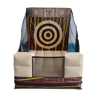 Front View of Eagle Bounce Inflatable Axe Throwing Game on White Background