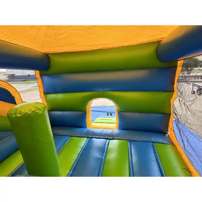 Inside Exit View of Princess Combo Bounce House with Pool and Slide