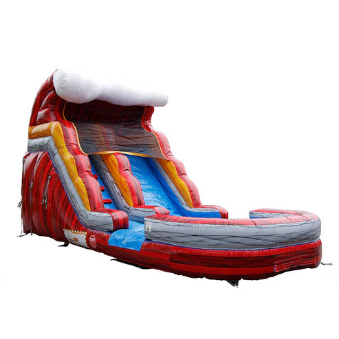 Moonwalk USA 13ft Fire Inflatable Water Slide Wet/Dry Front Right View