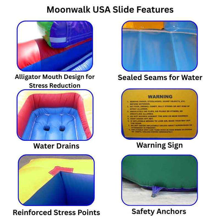 Moonwalk USA 13ft Fire Inflatable Water Slide Wet/Dry safety features