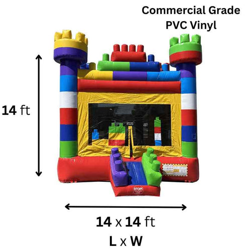 Moonwalk USA Block Bouncer B-054 14x14 colorful bounce house specifications