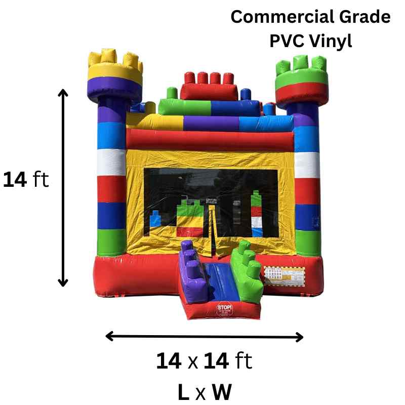 Moonwalk USA 14x14 Block Bounce House Dimensions and Commercial Vinyl Specs