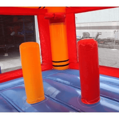 Moonwalk USA 14x14 Happy Face Bounce House Inside View of Pop Ups and Basketball Hoop Features