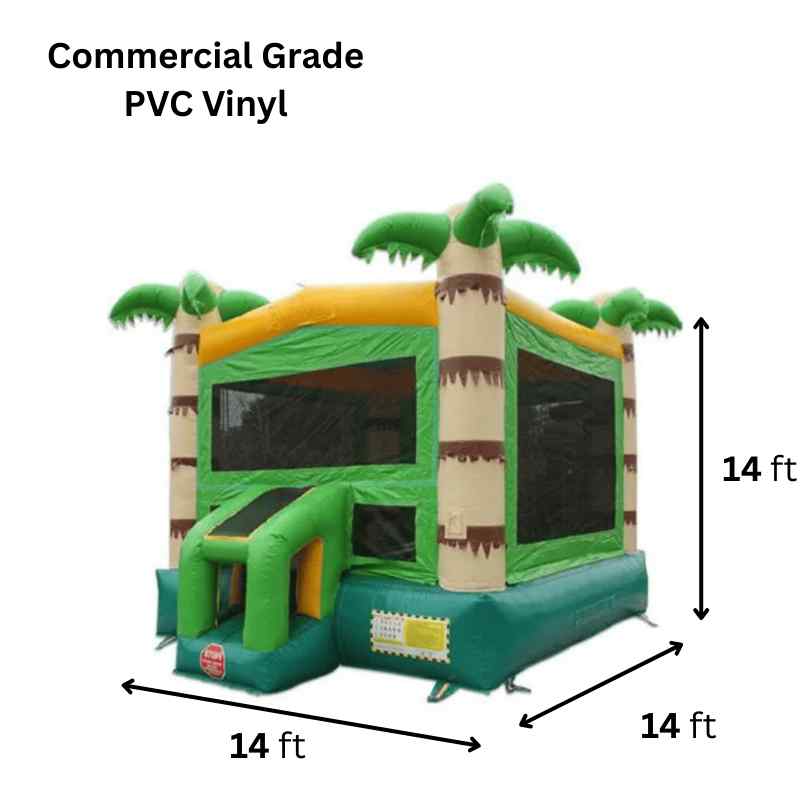 Moonwalk USA 14x14 Palm Tree Bounce House Dimensions and Commercial Grade Vinyl Specs