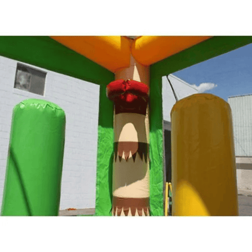 Palm tree bounce house inside pop ups and basketball hoop