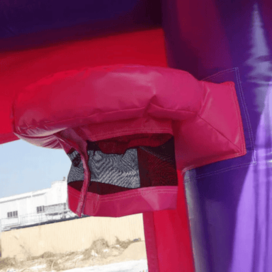 Moonwalk USA 14x14 Pink Castle Bounce House Basketball Hoop View