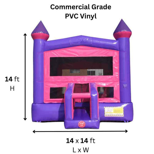 Moonwalk USA Pink Castle Bouncer B-317 14x14 pink castle bounce house specifications