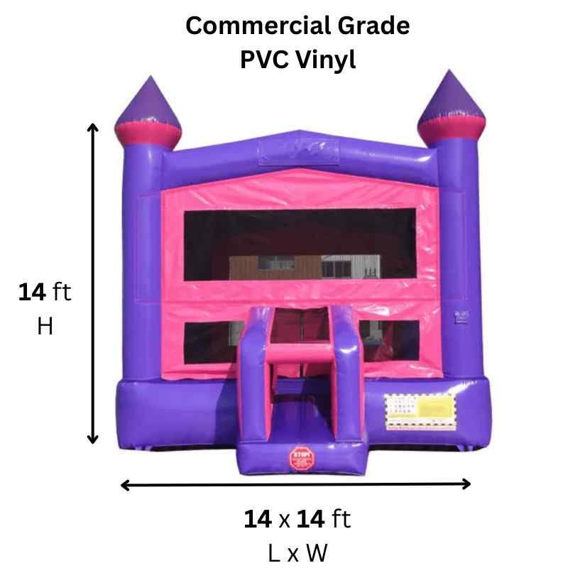 Moonwalk USA 14x14 Pink Castle Bounce House Dimensions and Commercial Grade Vinyl