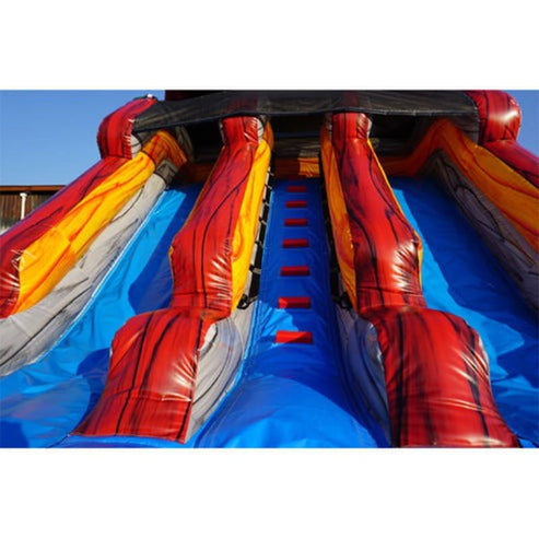 Moonwalk USA 15ft Dual Lane Fire Inflatable Water Slide W-086 fire colorway racing lanes and pool