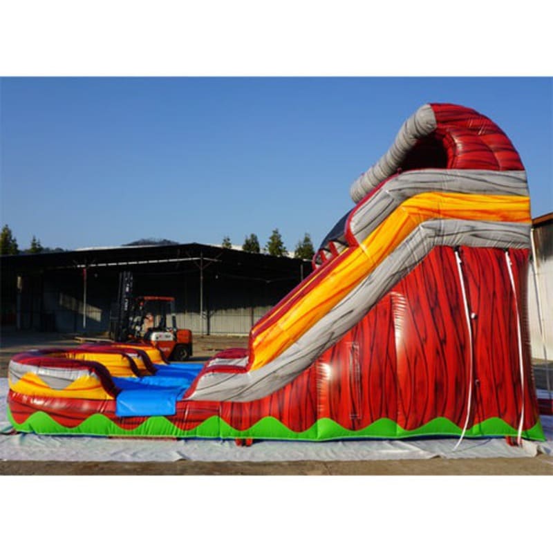 Moonwalk USA 15ft Dual Lane Fire Inflatable Water Slide Wet/Dry Side View Outside