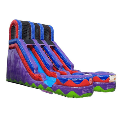 Moonwalk USA 15ft Dual Lane Purple Inflatable Water Slide Wet/Dry Front Right View