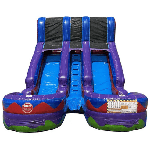 Moonwalk USA 15ft Dual Lane Purple Inflatable Water Slide W-084 dual lane vinyl construction detail