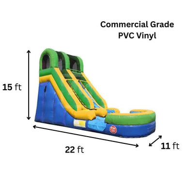 Moonwalk USA 15ft Green Inflatable Water Slide Wet/Dry Dimensions and Commercial Grade Vinyl