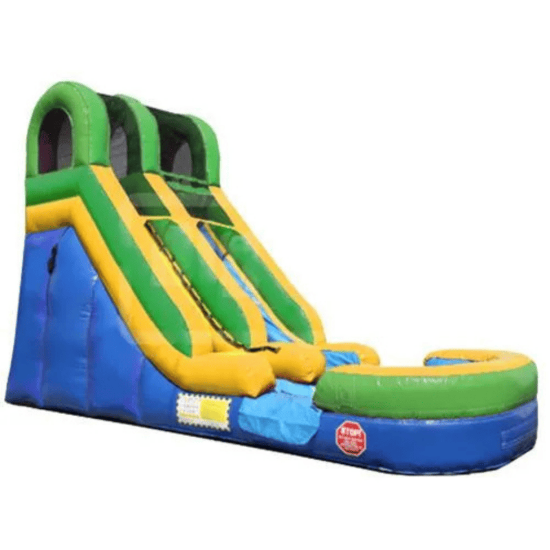 Moonwalk USA 15ft Green Inflatable Water Slide Wet/Dry Front Right View