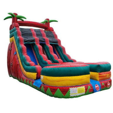 Moonwalk USA 18ft Dual Lane Fire Inflatable Water Slide Wet/Dry Front Right View