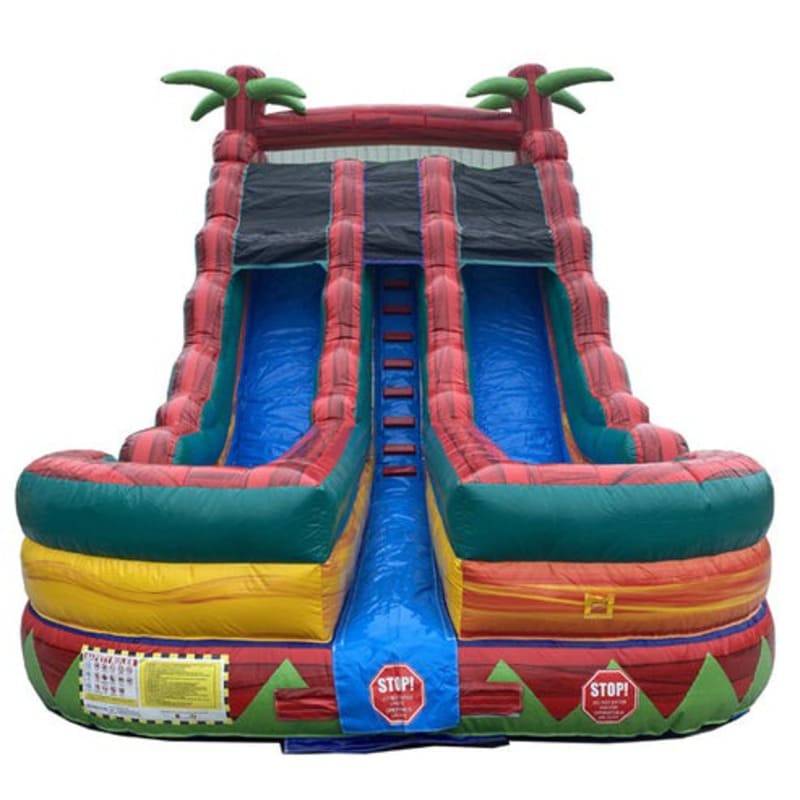 Moonwalk USA 18ft Dual Lane Fire Inflatable Water Slide Wet/Dry Front View