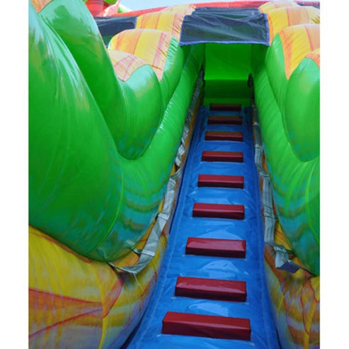 Moonwalk USA 18ft Dual Lane Palm Tree Inflatable Water Slide W-026 commercial ladder view