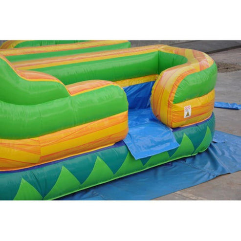 Moonwalk USA 18ft Dual Lane Palm Tree Inflatable Water Slide W-026 slide exit view