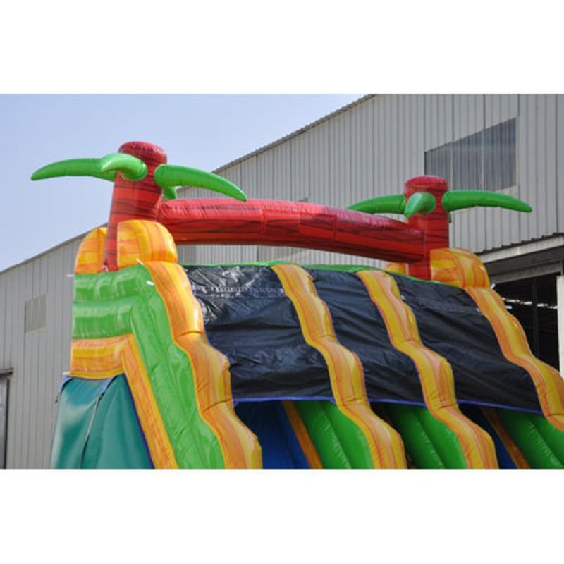 Moonwalk USA 18ft Dual Lane Palm Tree Inflatable Water Slide Wet/Dry Top of Slide Palm Tree Design View